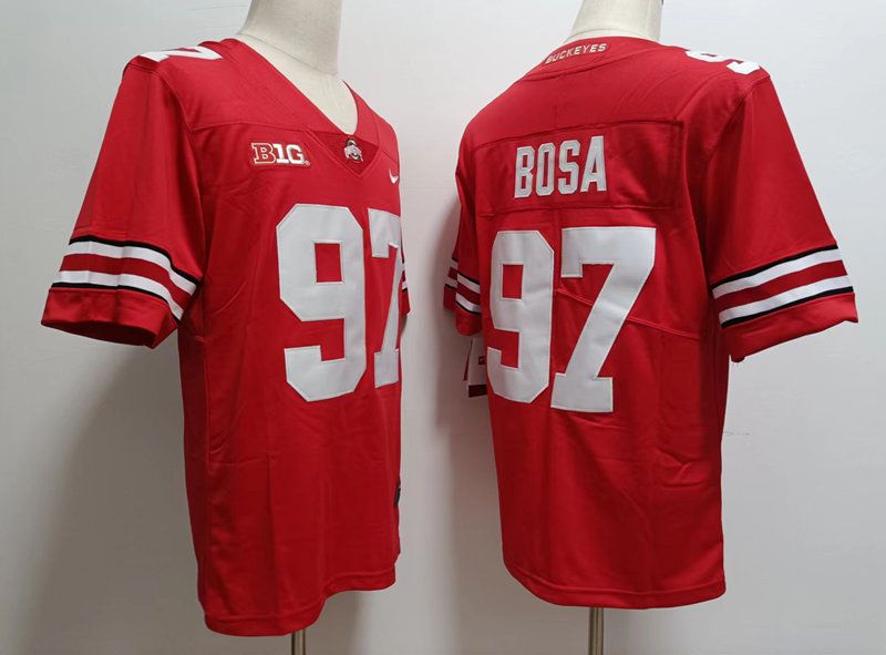Men Ohio State Buckeyes 97 Bosa Red Nike 2025 NCAA Jersey
